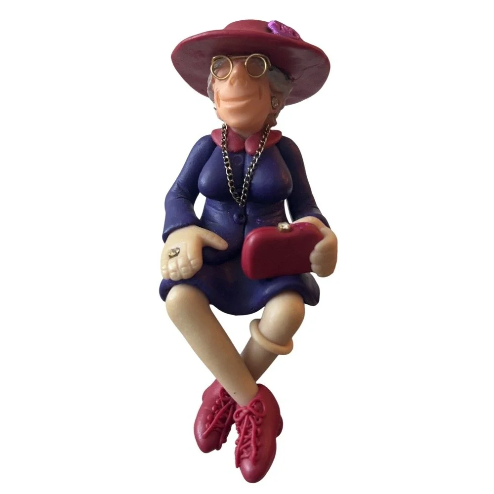 D Manning Limited Edition Shelf Sitter‎ Old Lady Grandma Granny Purple Dress
